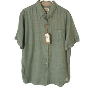 Weatherproof Country Twill Green Short Sleeve Button Down Shirt M Medium New